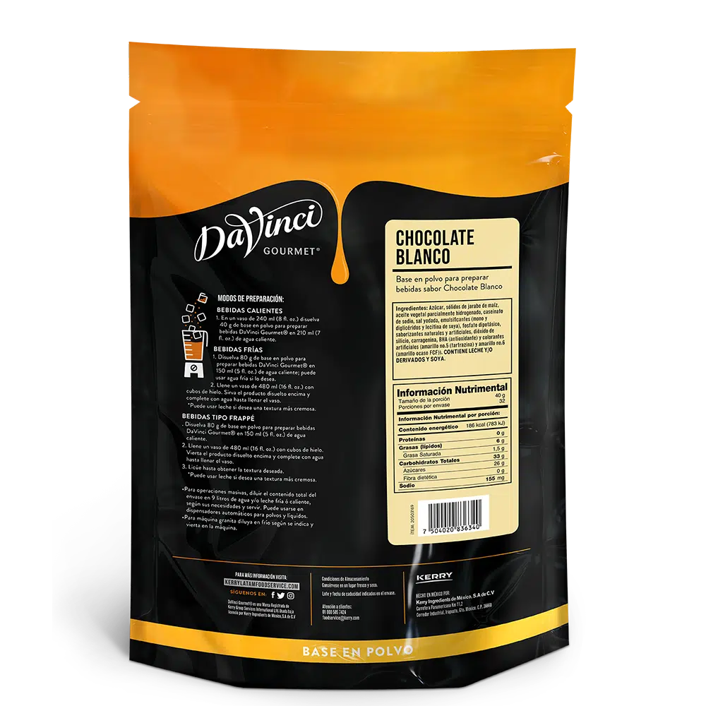 DaVinci Base Chocolate Blanco 1.3 kg Oscar´s